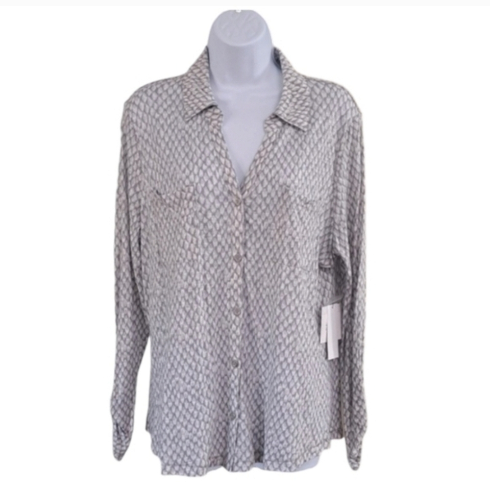 Liz Claiborne Women's Blouse Neutral Print Size XL - Picture 12 of 13